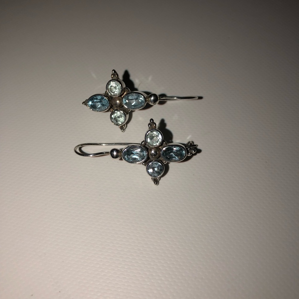 Sterling silver and blue topaz.